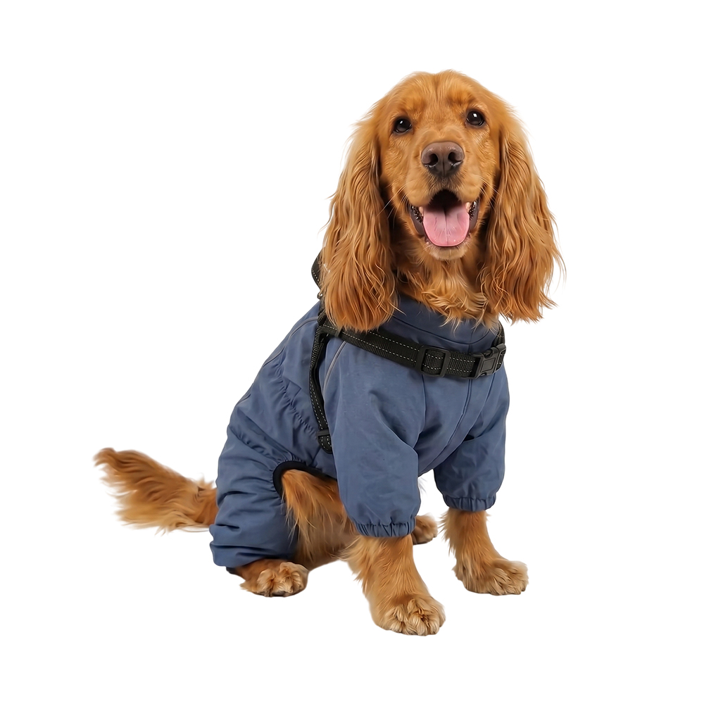 Дождевик-комбинезон для собак Foxie Barking Blue M со шлейкой (длина спины 35см) синий
