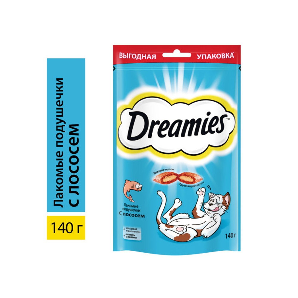 Лакомство для кошек Dreamies лосось 140г dreamies dreamies лакомство для взрослых кошек mix микс лосось сыр 60 г