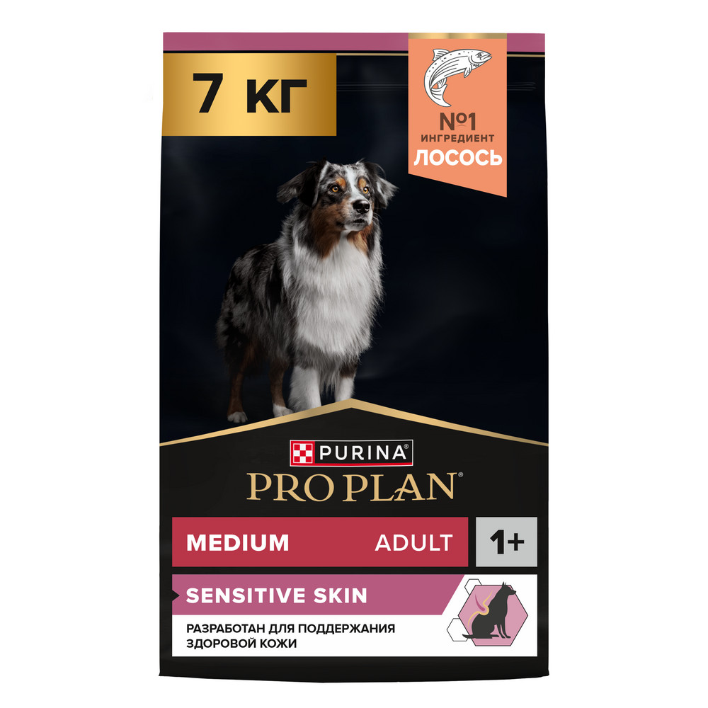 Корм для собак Pro Plan Opti derma для средних пород с чувствительной кожей с лососем сух 7кг 5450₽