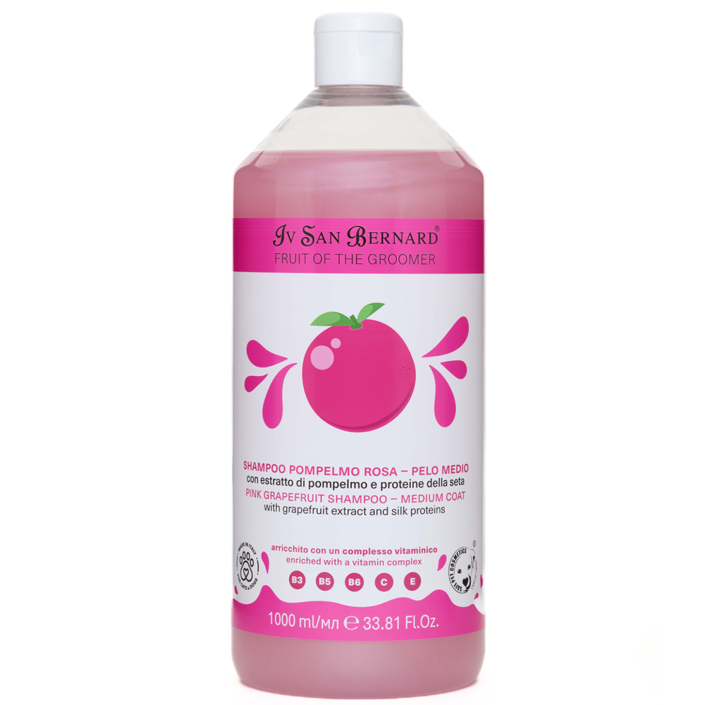 Шампунь Iv San Bernard Pink Grapefruit для шерсти средней длины с протеинами шелка 1л