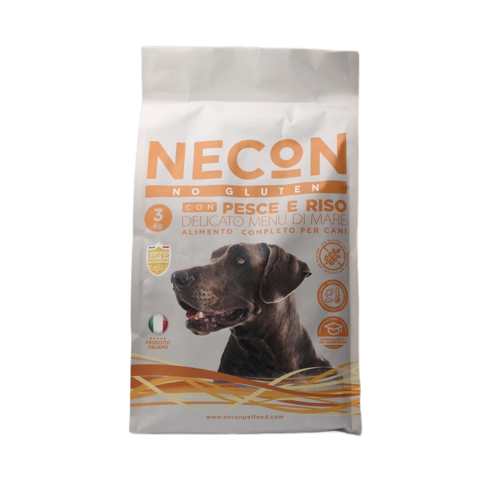 Корм для собак NECON для чувствительного пищеварения с рыбой и рисом сух. 3кг корм для собак necon с олениной сух 3кг