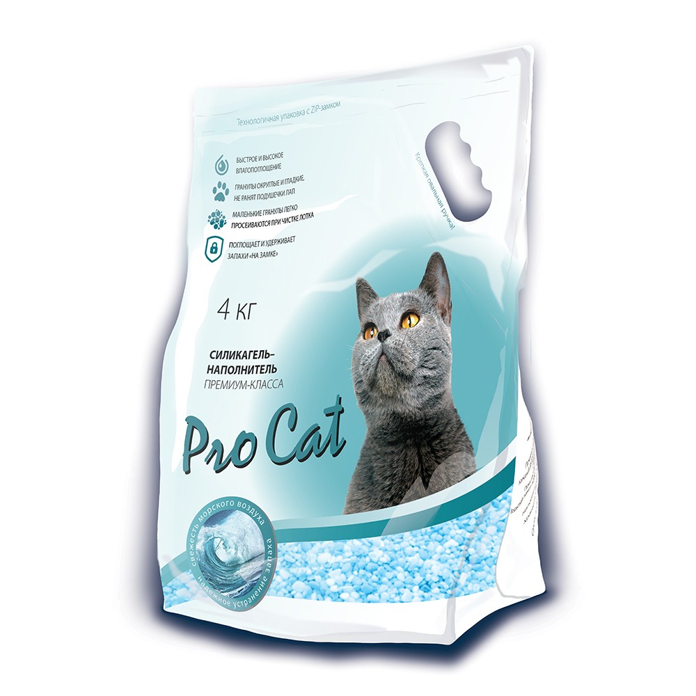 цена Наполнитель для кошачьего туалета Pro Cat Ocean Fresh силикагель премиум 4кг
