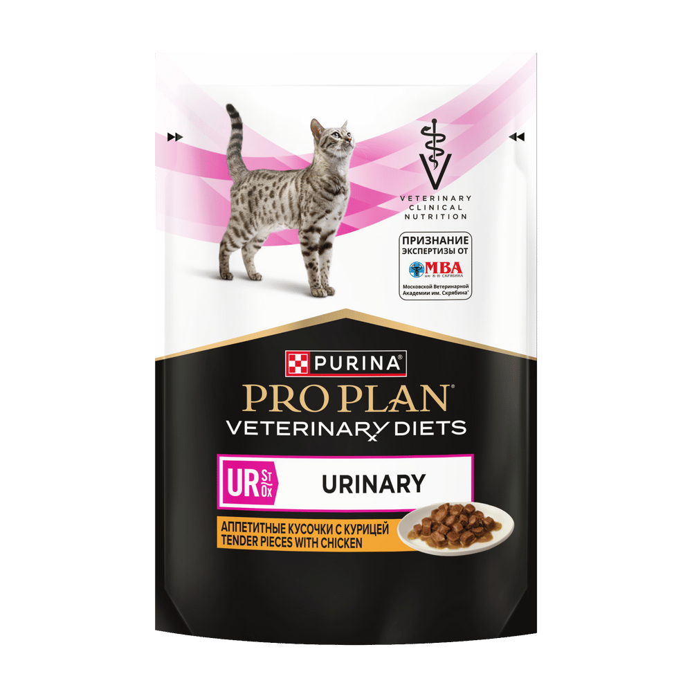Корм для кошек Pro Plan Veterinary Diets UR ST/OX Urinary при болезн.мочевыв.путей, курица пауч 85г