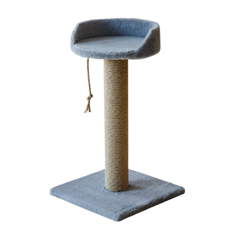 Когтеточка для кошек ПУШОК Тэди 40х40х70см с лежаком хлопок серый 2250₽