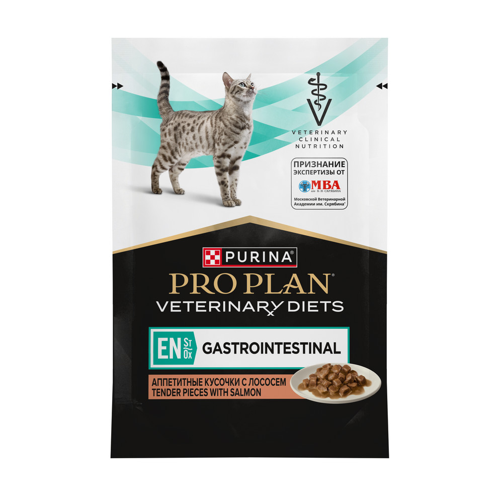 Корм для кошек Pro Plan Veterinary Diets EN STOX Gastrointestinal при расстрпищ лосось пауч 85г 128₽