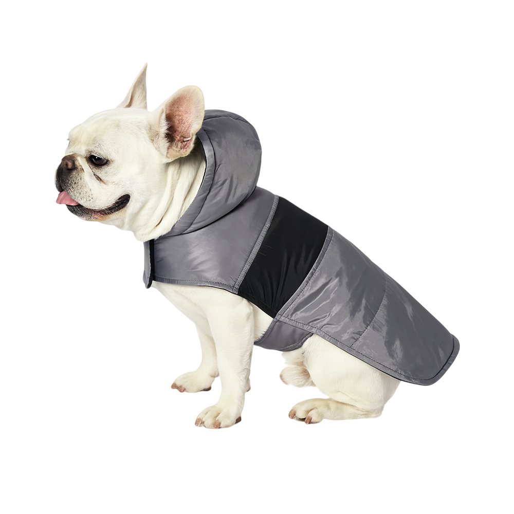 Попона для собак Foxie Classic серая с капюшоном р M длина спины 35см 449₽