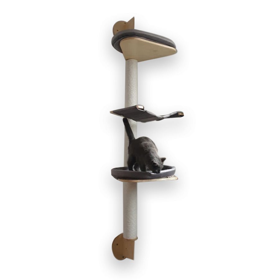 Когтеточка для кошек MYSNOOPY Sky, 210см цвет в лаке серые подушки