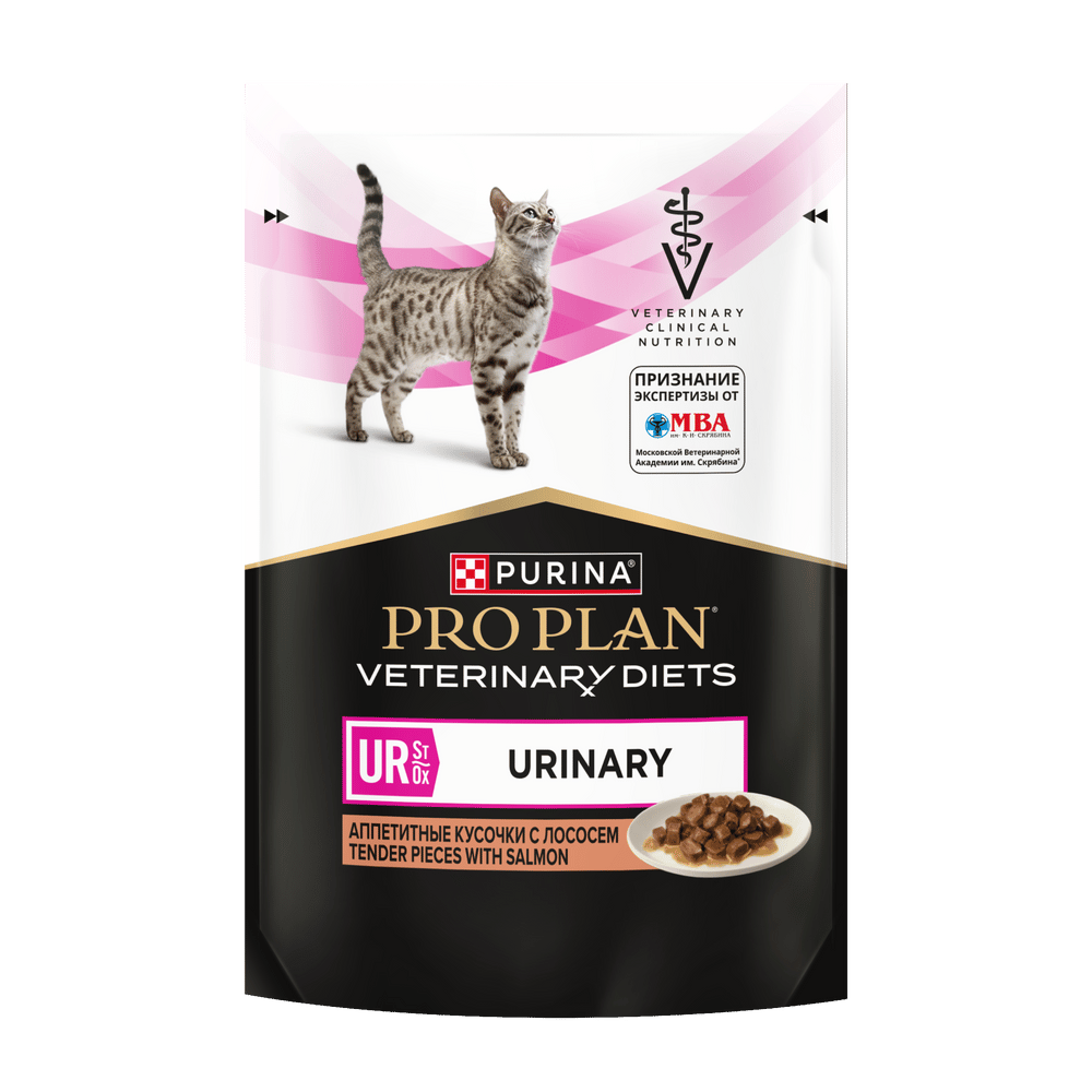 Корм для кошек Pro Plan Veterinary Diets UR ST/OX Urinary при болезн.мочевыв.путей, лосось пауч 85г