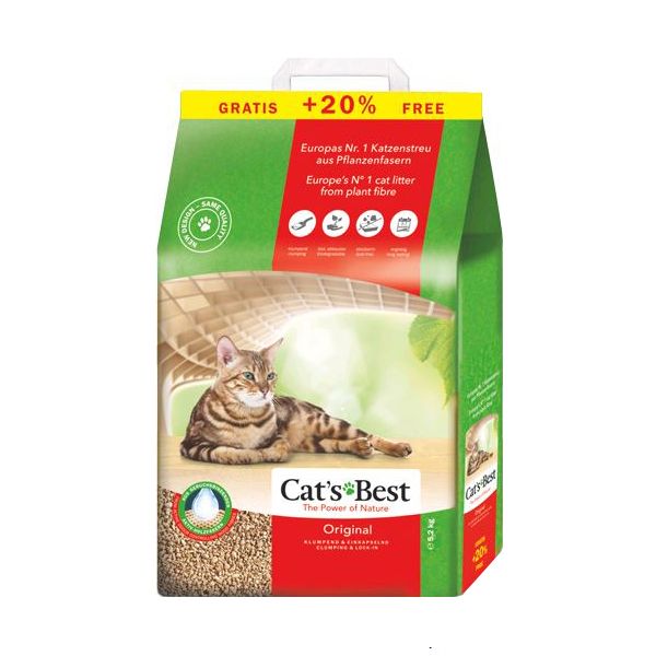 Наполнитель для кошачьего туалета JRS Cat's Best Original древесный комкующийся 10л + 20% в подарок