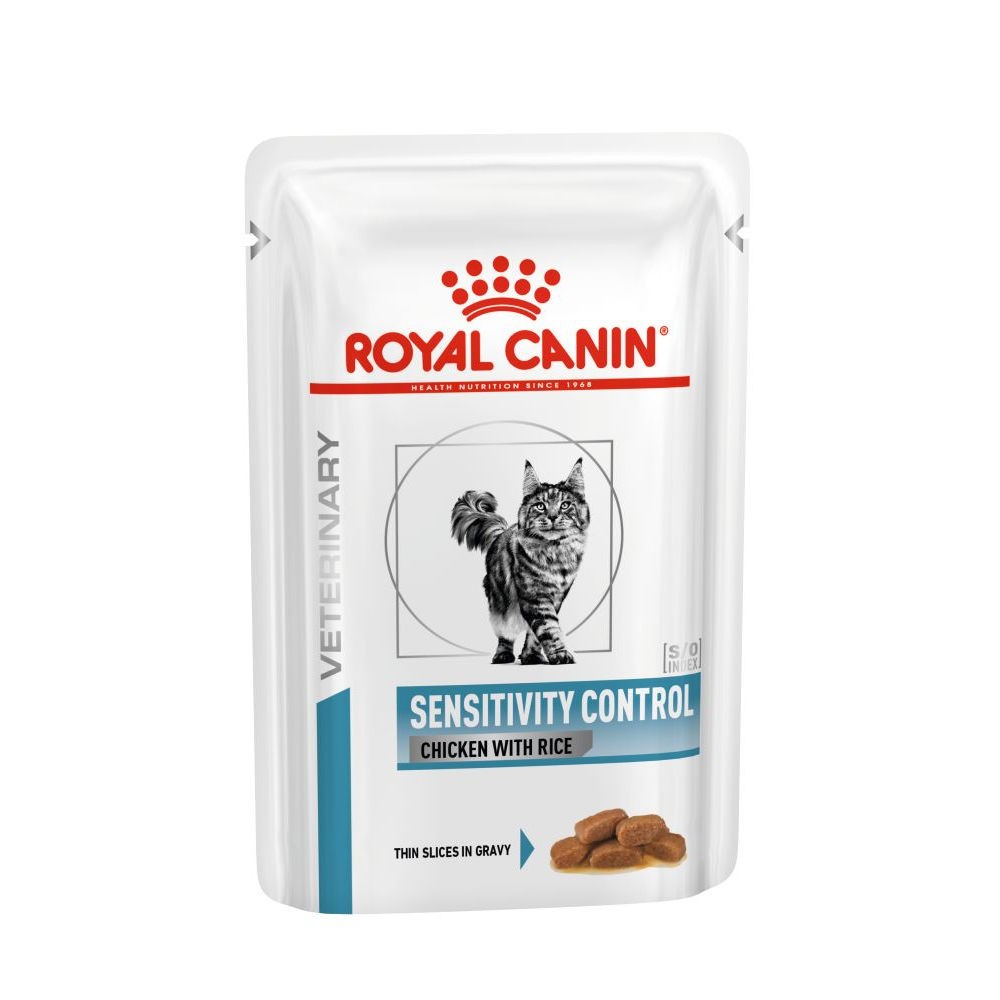 цена Корм для кошек ROYAL CANIN Vet Diet Sensitivity Control при пищевой аллергии цыплёнок, рис пауч 85г