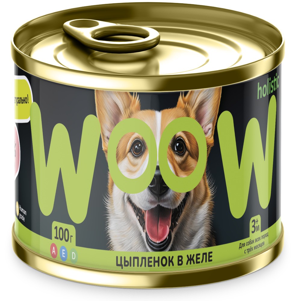Корм для собак WOOW цыпленок в желе банка 100г