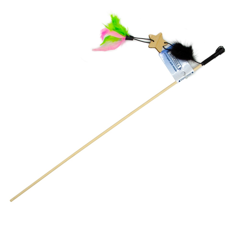 Игрушка для кошек ХОРОШКА Дразнилка Звездочка с перьями и помпоном из норки игрушка для кошек nobby дразнилка с перьями