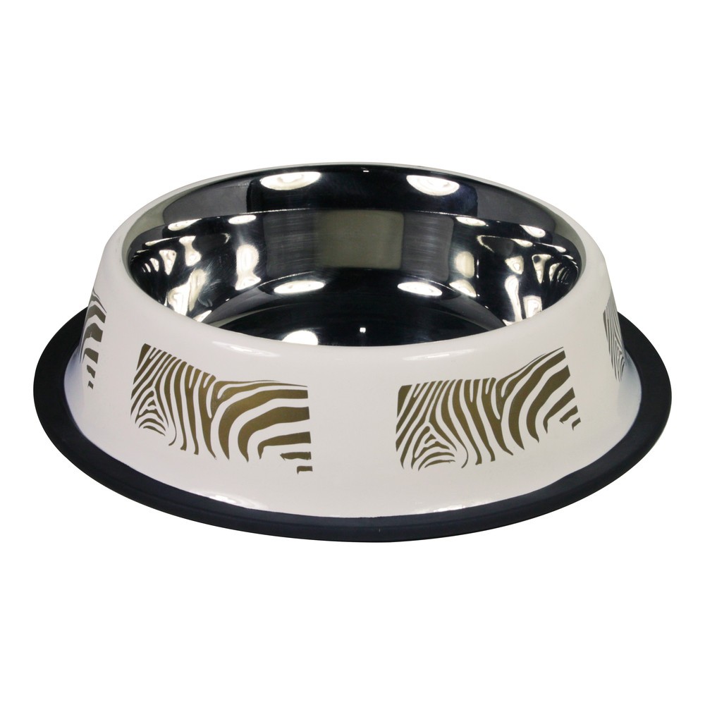 миска stefan штефан с силиконовым основанием в форме колеса для животных металлическая чашка для собак размер l 700мл черный wf89009 Миска для животных Foxie Zebra Colored бежевая металлическая 21х21х4,8cм 700мл