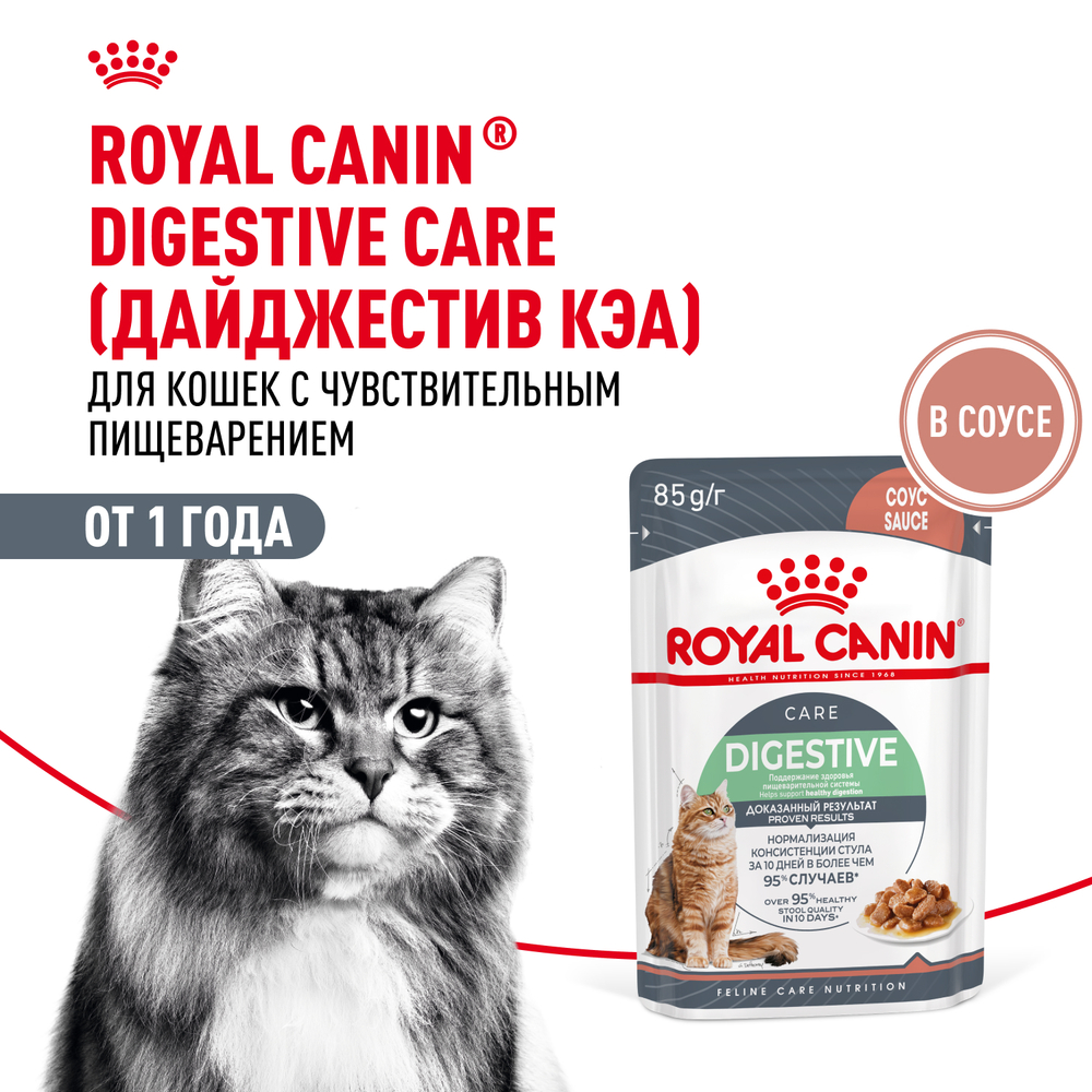 Корм для кошек ROYAL CANIN Digestive Care для здоровья пищеварительной системы соус пауч 85г 115₽