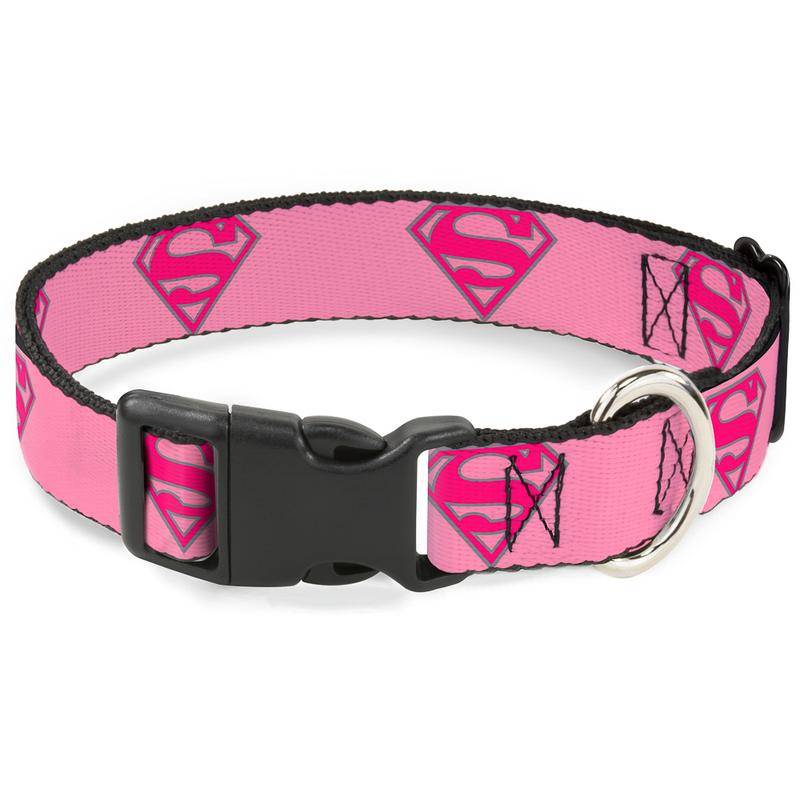 цена Ошейник для собак Buckle-Down Супермен с пластиковой застёжкой 38-66см розовый