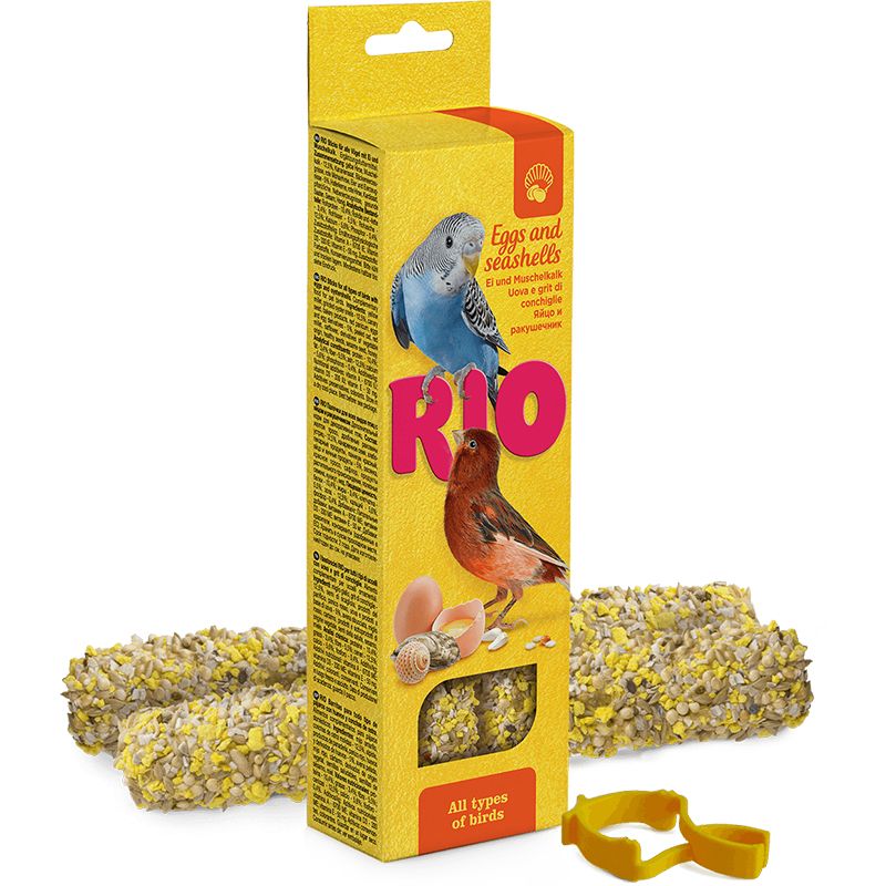 Лакомство для птиц RIO Палочки для всех видов птиц с яйцом и ракушечником 2х40г минеральная смесь rio для всех видов птиц 520 г