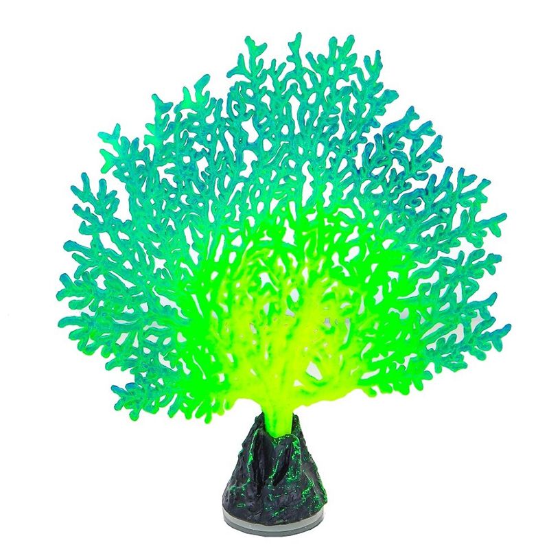 Декор для аквариумов GLOXY Флуоресцентный Коралл веерный зеленый 13,5х3х16см