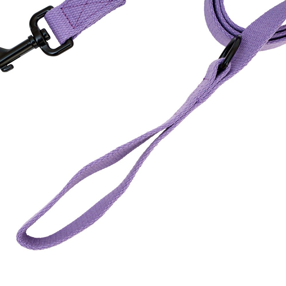 Поводок для собак ZOO ONE для прогулок брезент сшивной, чёрная фурнитура, фиолетовый, 25мм 3м