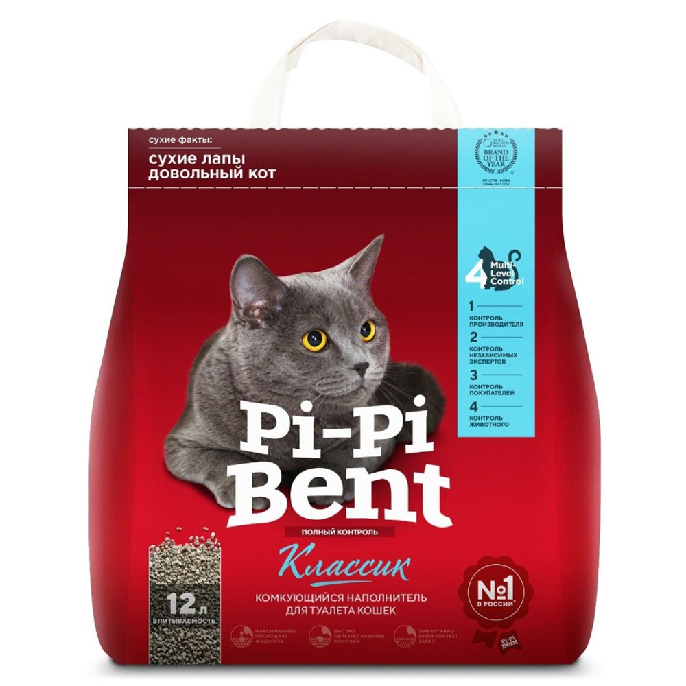 Наполнитель для кошачьего туалета PI-PI BENT Classic комкующийся, крафт-пакет 5кг pi pi bent наполнитель комкующийся для туалета кошек 15 кг х 4 шт