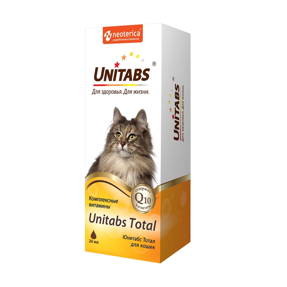 Витамины для кошек UNITABS Тотал с Q10 20мл unitabs unitabs витамины prebiotic для кошек и собак 90 г