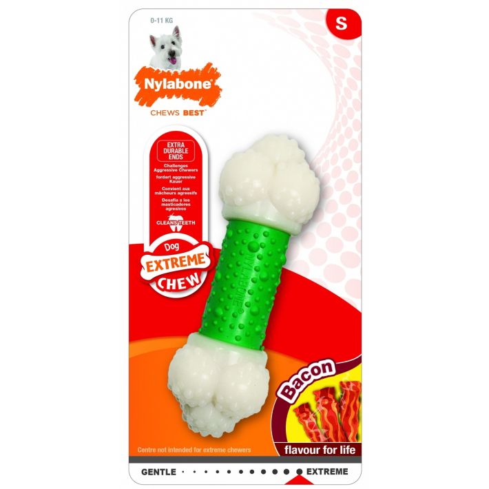 Игрушка для собак Nylabone Косточка Double Action экстра жесткая с ароматом бекона S