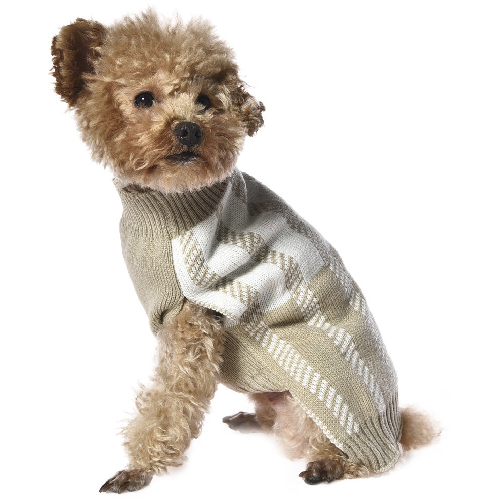 Свитер для собак Foxie Beige geometry M (длина спины 35см, обхват груди 44-48см) бежевый свитер размер 44 бежевый