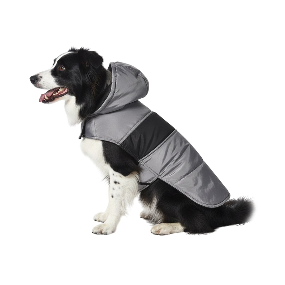 Попона для собак Foxie Classic серая с капюшоном р L длина спины 40см 474₽