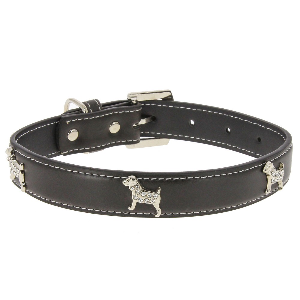 Ошейник для собак КАСКАД Колибри с украшениями Собака со стразами 25ммх50см черный