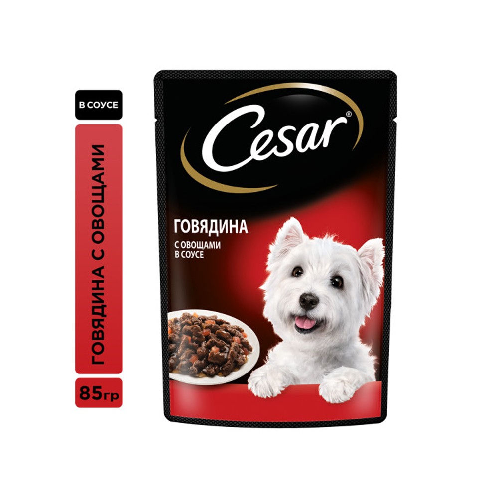 Корм для собак Cesar Говядина с овощами пауч 85г cesar cesar набор паучей для собак три вкуса паучи желе 14шт х 85г и паучи ломтики в соусе 28шт х 85г 3 57 кг