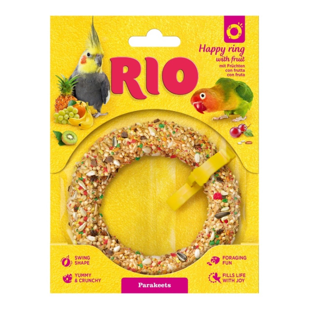 Лакомство-игрушка для птиц RIO Веселое колечко для средних попугаев Лакомство-игрушка для птиц RIO Веселое колечко для средних попугаев