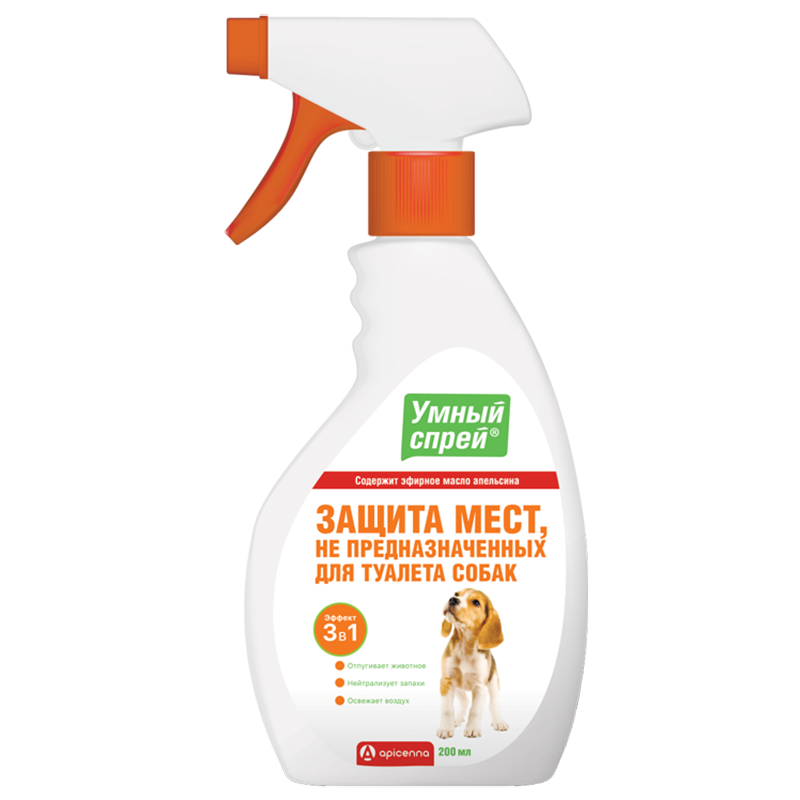 Умный Спрей-антигадин Apicenna Защита мест, не предназначенных для туалета собак 200мл