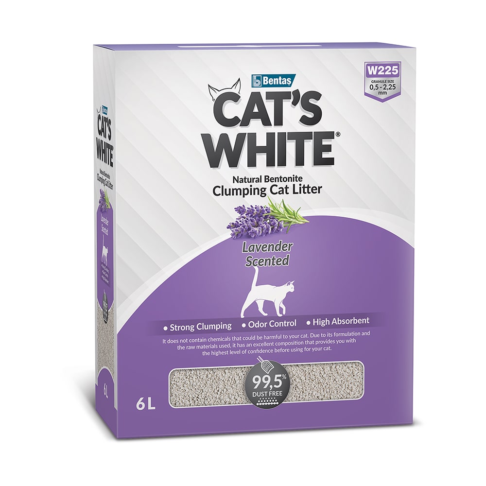 Наполнитель для кошачьего туалета CAT'S WHITE Lavender комкующийся с ароматом лаванды 6л