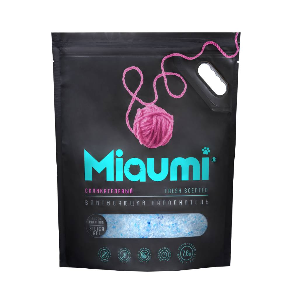 Наполнитель для кошачьего туалета MIAUMI силикагелевый с ароматом свежести, 7,6л