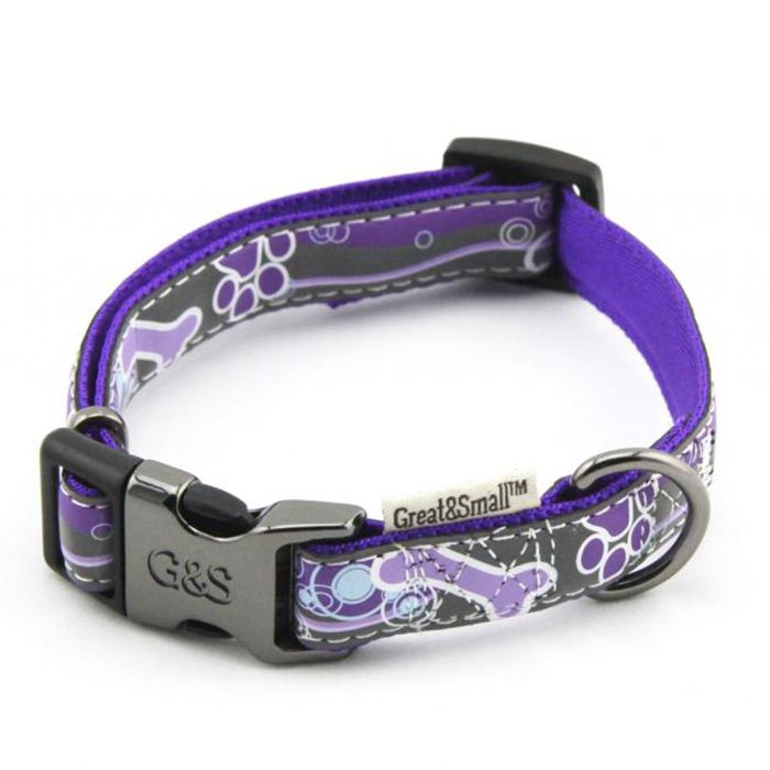 Ошейник для собак Great&Small светоотражающий 20х350-550мм нейлон фиолетовый