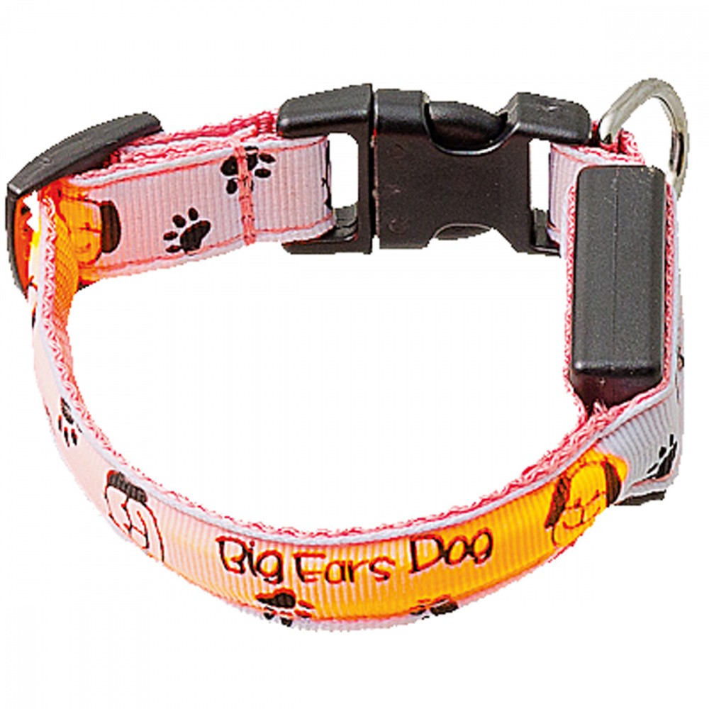 Ошейник для собак V.I.PET Собачки и лапки, с USB-зарядкой светящ. 15мм, 18-28см