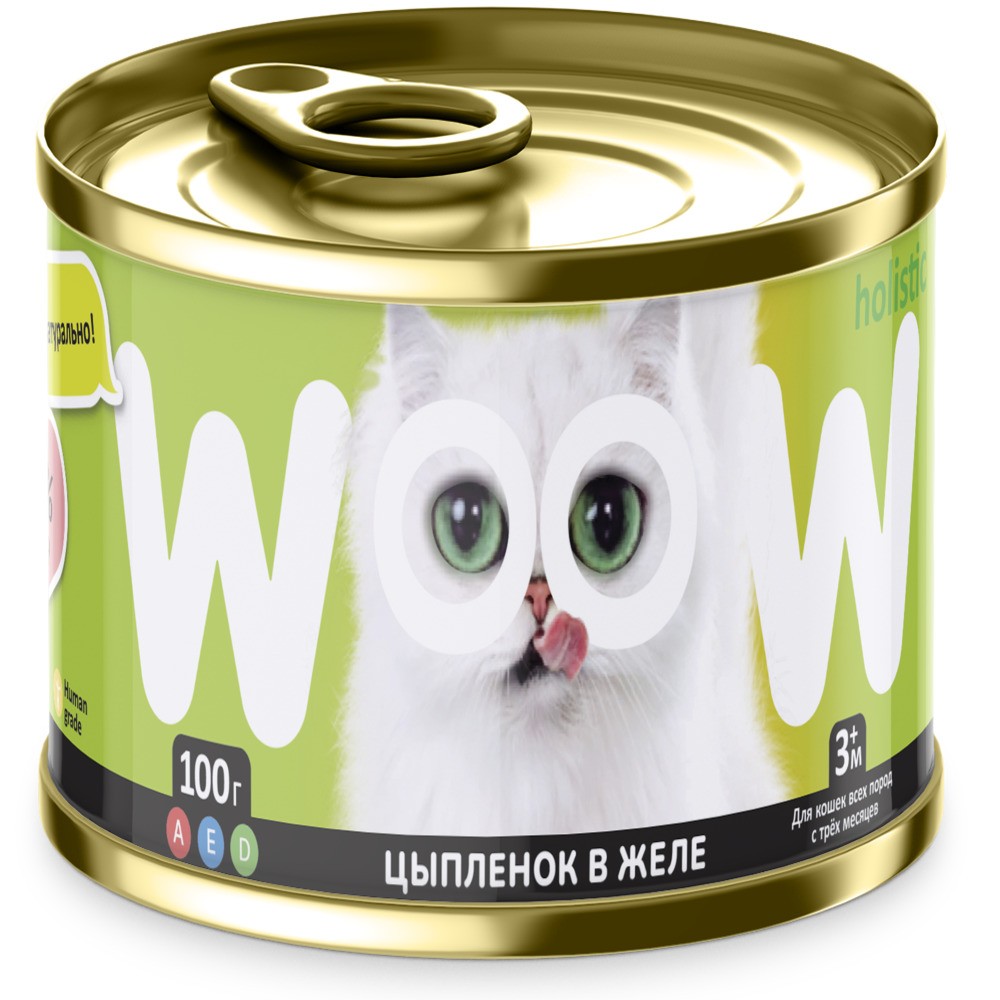 Корм для кошек WOOW цыпленок в желе банка 100г