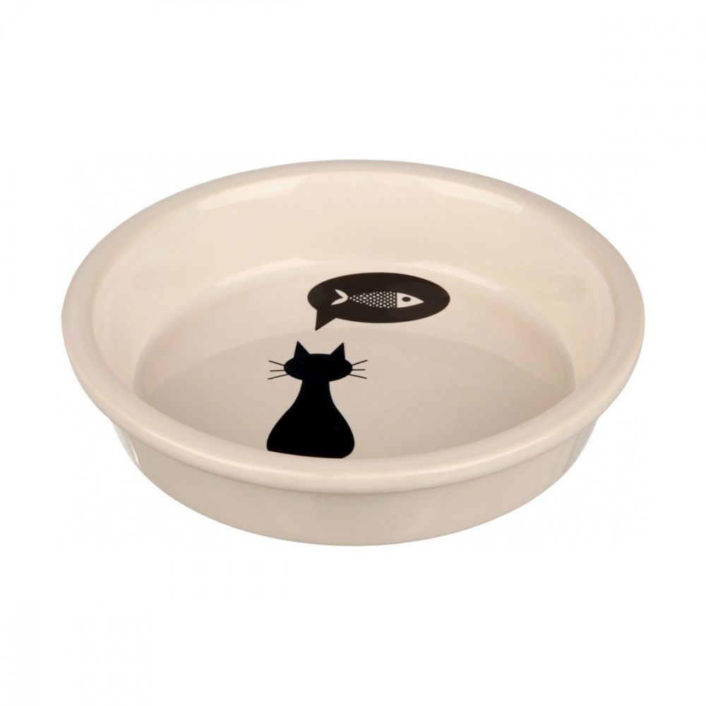 Миска для кошек TRIXIE керамическая Кошка белая 13см 250мл