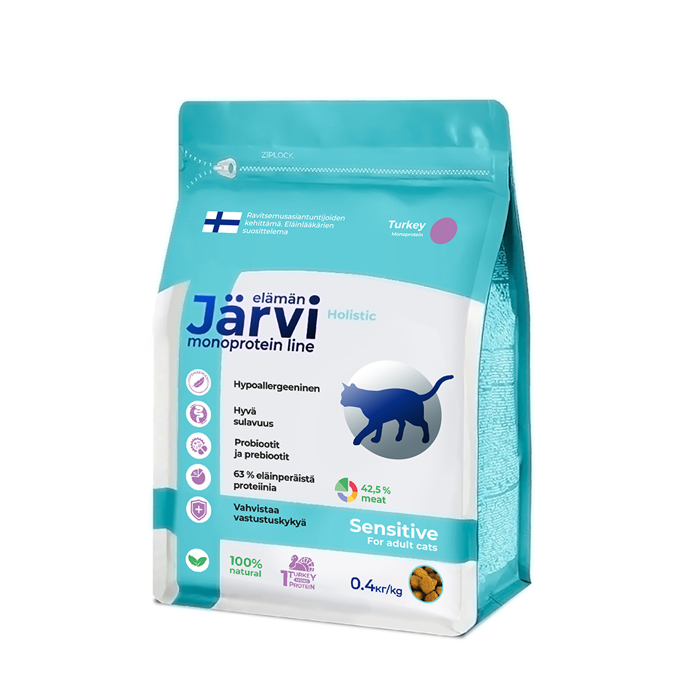 Корм для кошек JARVI Monoprotein при чувствительном пищеварении, индейка сух. 400г
