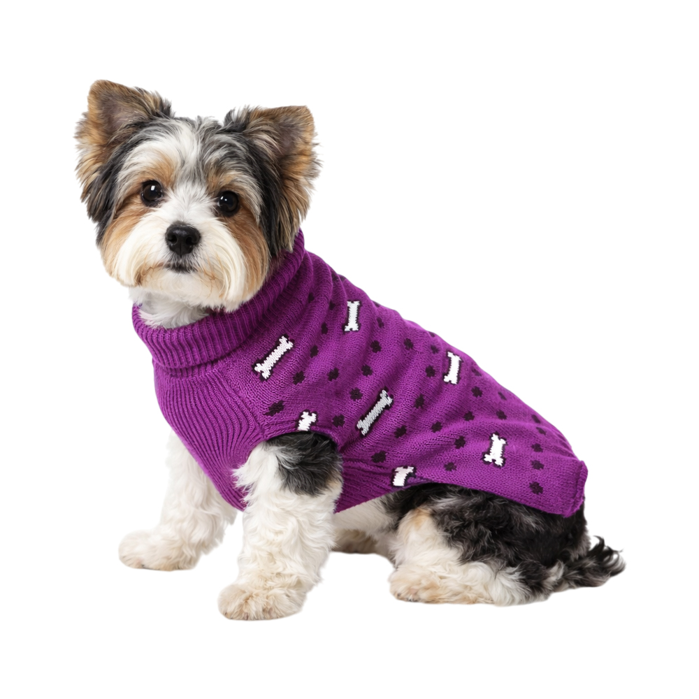 Свитер для собак Foxie Bones фиолетовый р S длина спины 30см 199₽