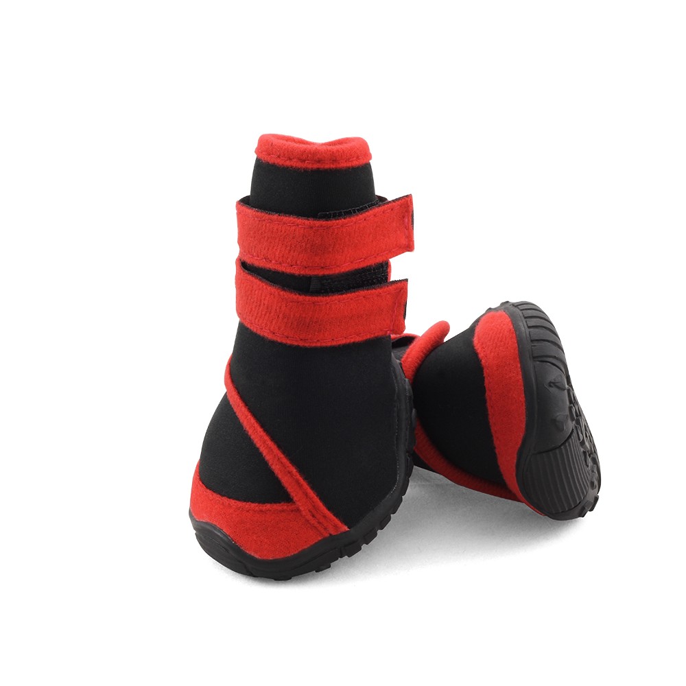 Ботинки для собак TRIOL YXS134-L черные с красным 65х60х75мм (уп.4шт.) ботинки для собак triol черные с лапками 45х40х50мм