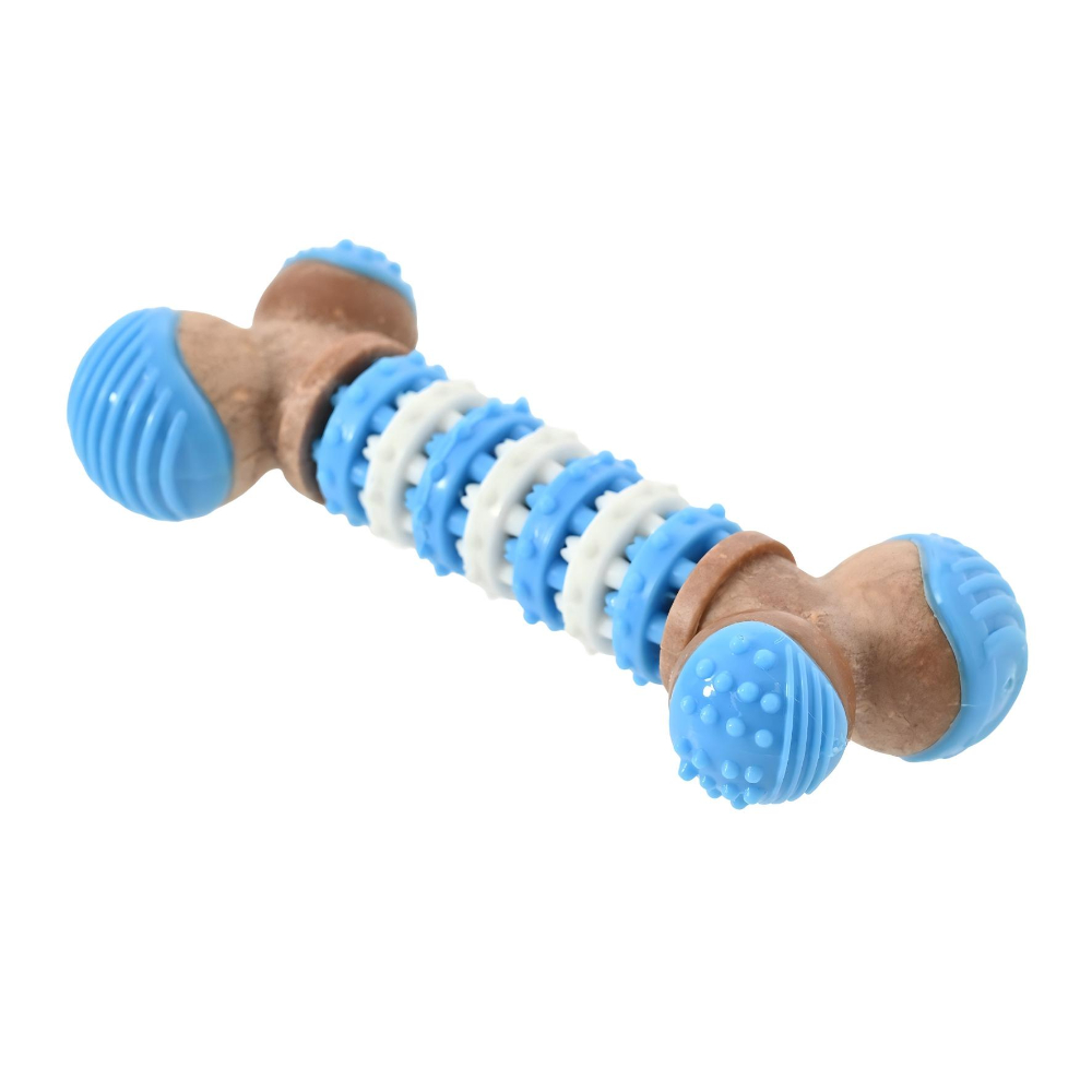 Игрушка для собак Foxie Косточка массажная с добавл.дерева c запахом курицы 12,3x5x2,7см голубая