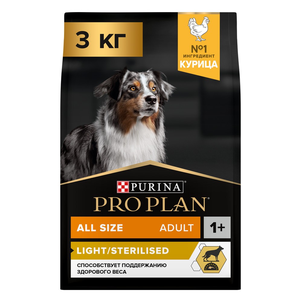 Корм для собак Pro Plan Opti weight для склонных к полноте, с курицей сух. 3кг