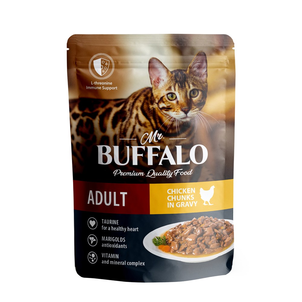 Корм для кошек Mr.Buffalo цыпленок в соусе пауч 85г корм для кошек molina цыпленок и креветки в соусе пауч 70г