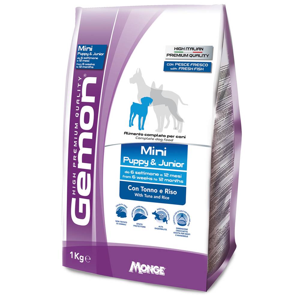 Корм для щенков Gemon Mini для мелких пород, тунец с рисом сух. 1кг