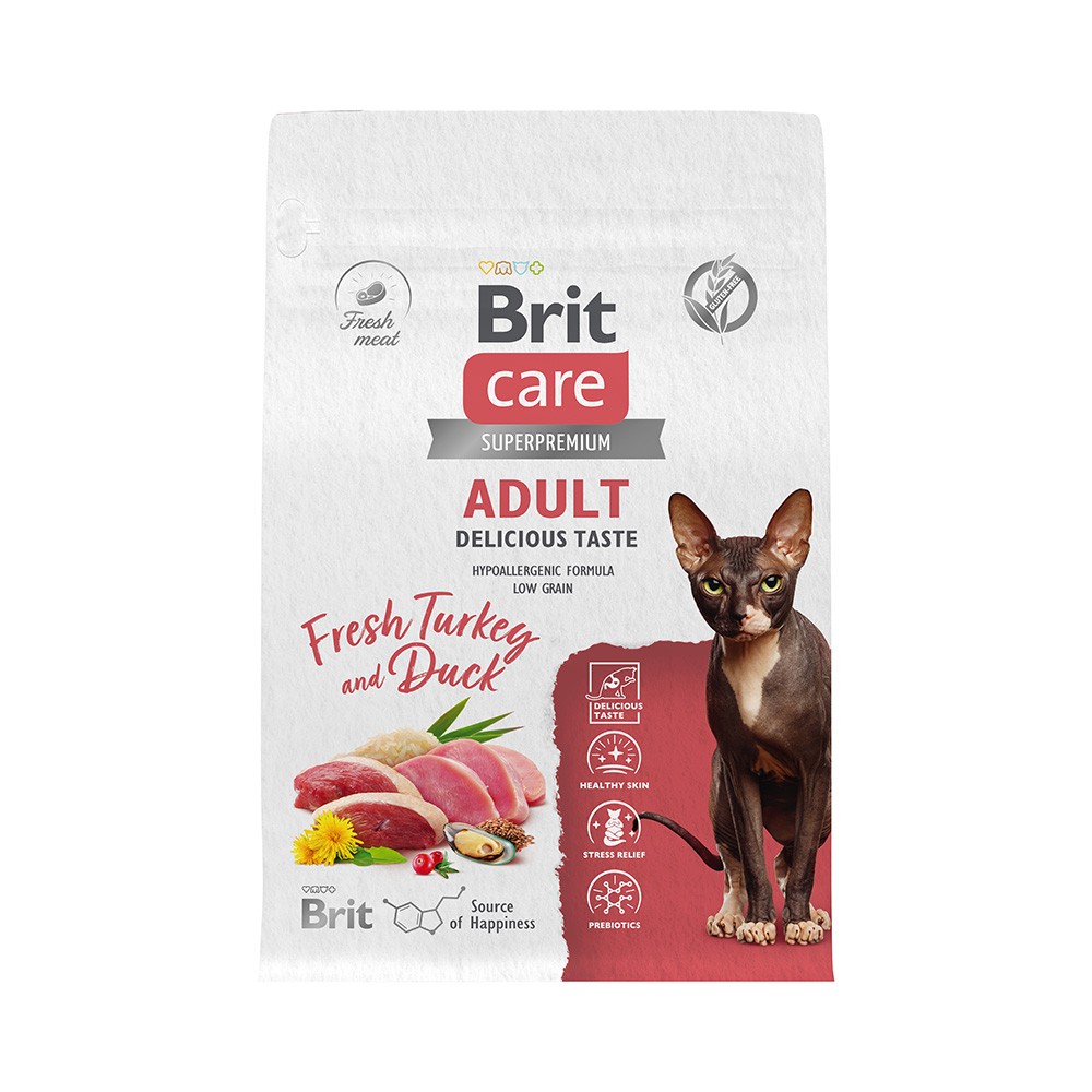 Корм для кошек Brit Care Delicious Taste для привередливых, индейка с уткой сух. 400г
