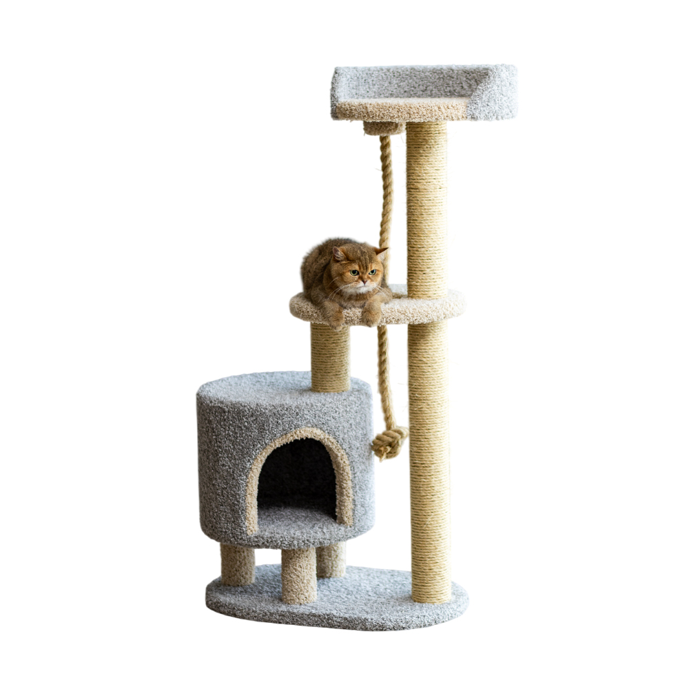 Когтеточка для кошек ПУШОК Мика 70х42х130см серый с молочным 13340₽
