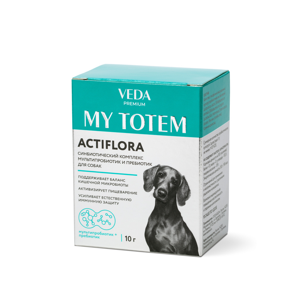 Синбиотический комплекс для собак VEDA MY TOTEM ACTIFLORA мультипробиотик и пребиотик 10 шт по 10г 770₽