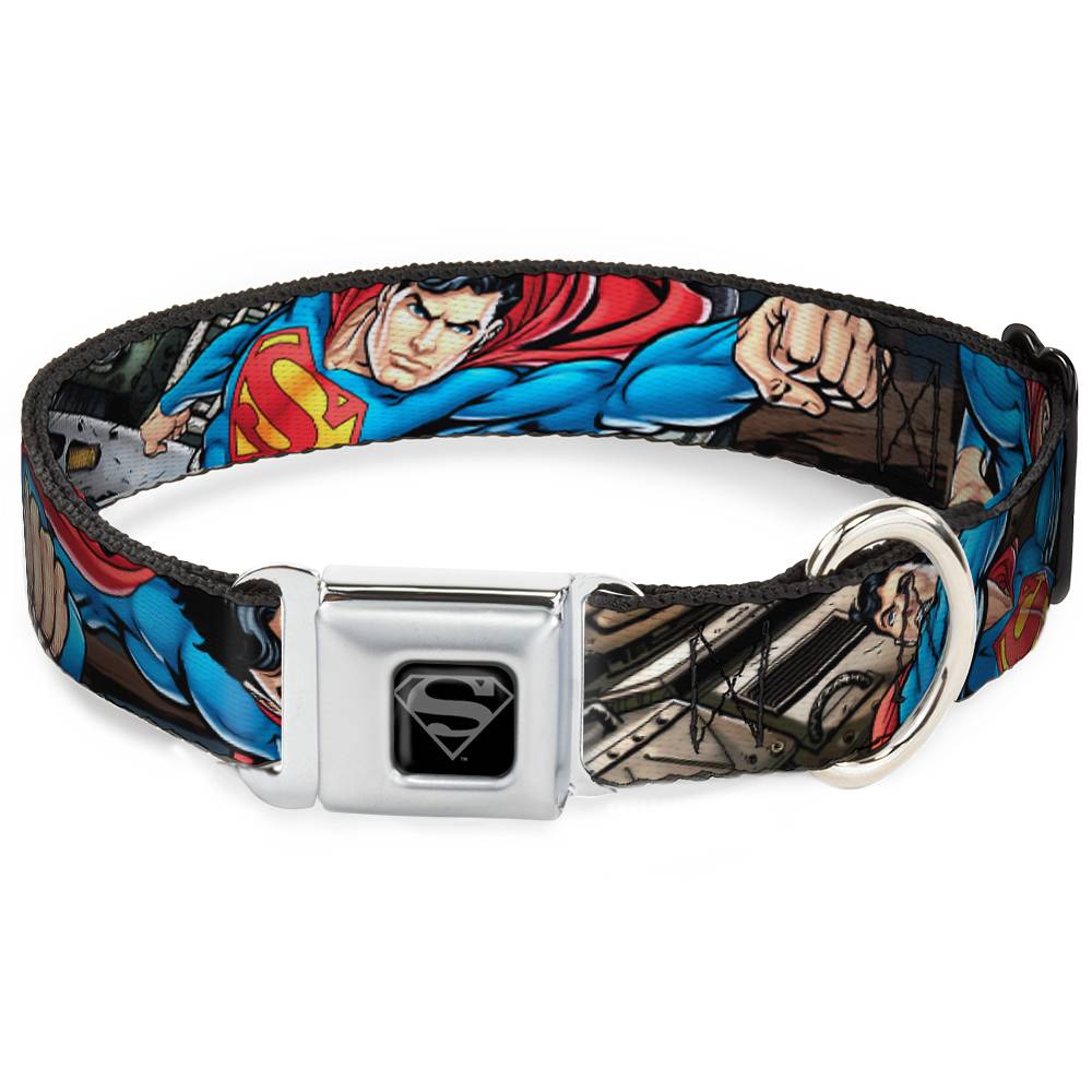 Ошейник для собак Buckle-Down Супермен-герой Метрополиса с метал. застежкой 23-38см мультицвет