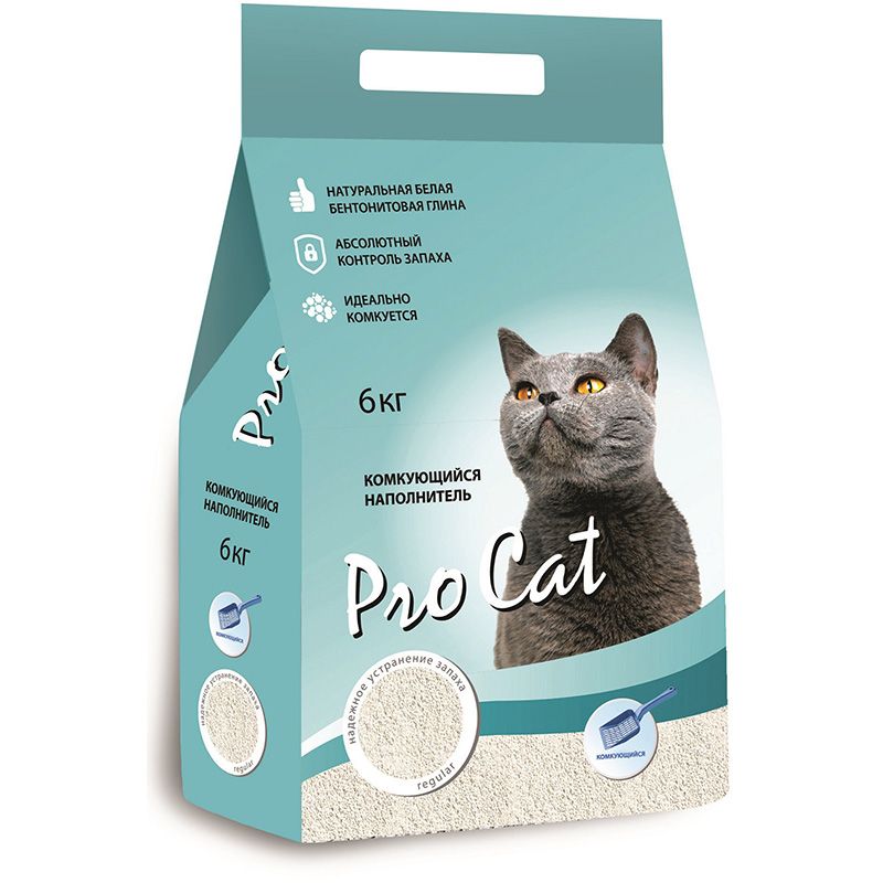 Наполнитель для кошачьего туалета Pro Cat Regular комкующийся экстра белой глины 6кг