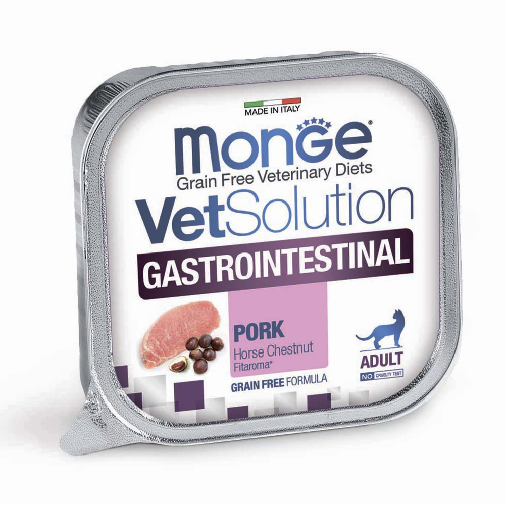 Корм для кошек Monge VetSolution Gastrointestinal при заболеваниях ЖКТ ламист 100г 163₽
